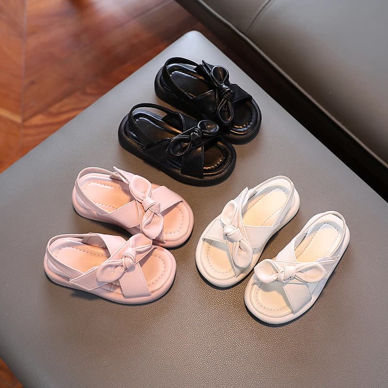 Women's Casual Slippers Outdoor Toe Slip-on Bowtie Low Shoes for Kids Deep Color Solid Colors Kids Shoes Sweet Anti-slip 4-6 Years