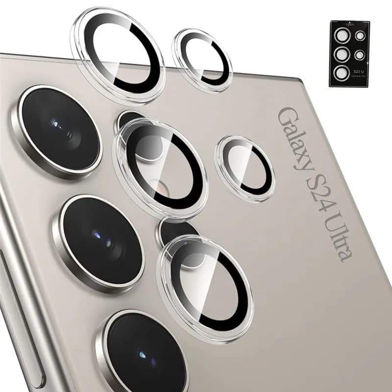 Proteggi schermo trasparente per obiettivo fotocamera per Samsung Galaxy S25 S22 S24 Ultra S23 Plus S25Ultra Pellicola in vetro temperato con anello per obiettivo