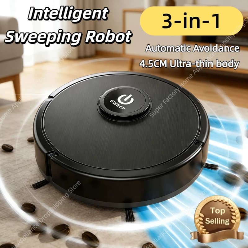 Robot Aspirapolvere Intelligente 3-in-1 con Forte Aspirazione 6000Pa, Funzione Lavaggio, Ricarica USB, Navigazione Laser, per Peli di Animali Domestici e Pavimenti Duri - Novità 2026
