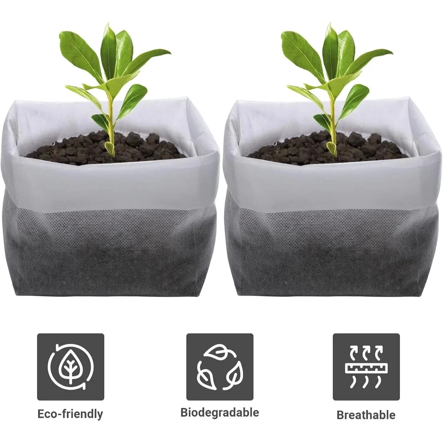 Plant Grow Bags-Non-Woven Fabric Seed Starting Kits for Vegetables Flowers & Seedlings Breathable & Water-Permeable Garden Parts