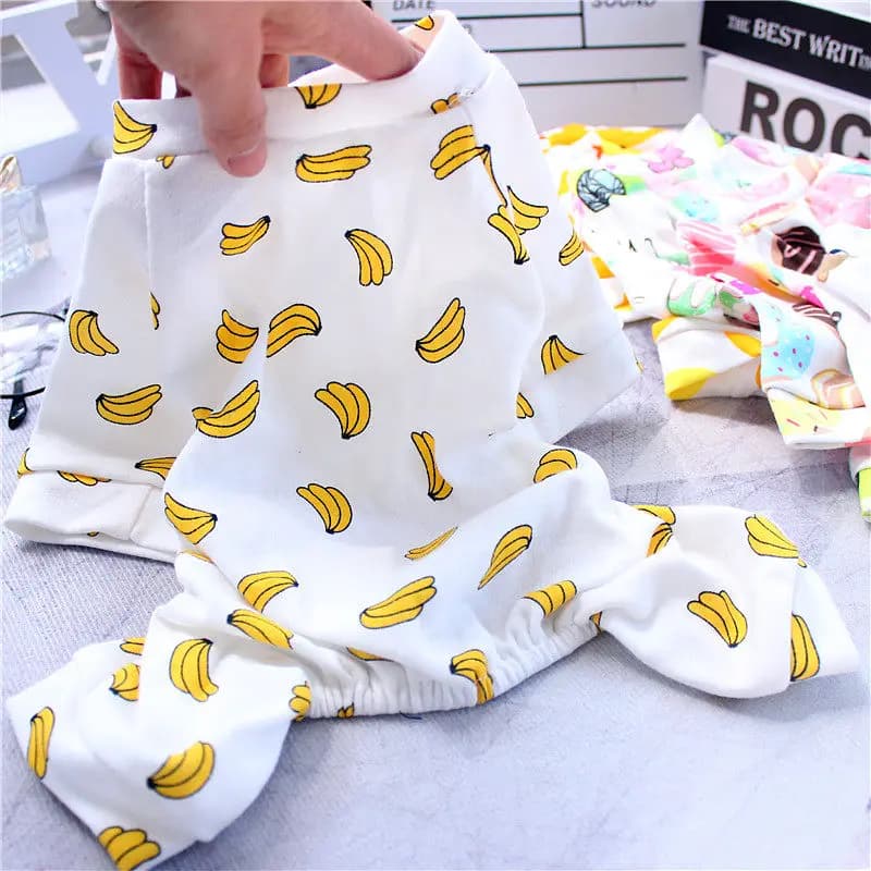 Cute Print Pet Jumpsuits Rabbit Cotton Autumn Puppy Clothes Soft Four Legs Pajamas Cat Clothing Chihuahua Outfits Thin Dog Coat