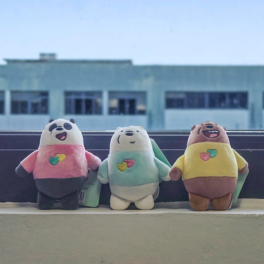 12 centimetri We Bare Bears Anime Peluche Portachiavi Vestito Panda Icebear Grizzly Portachiavi Decorazione Del Sacchetto Per I Bambini Bambini Regalo Di Natale