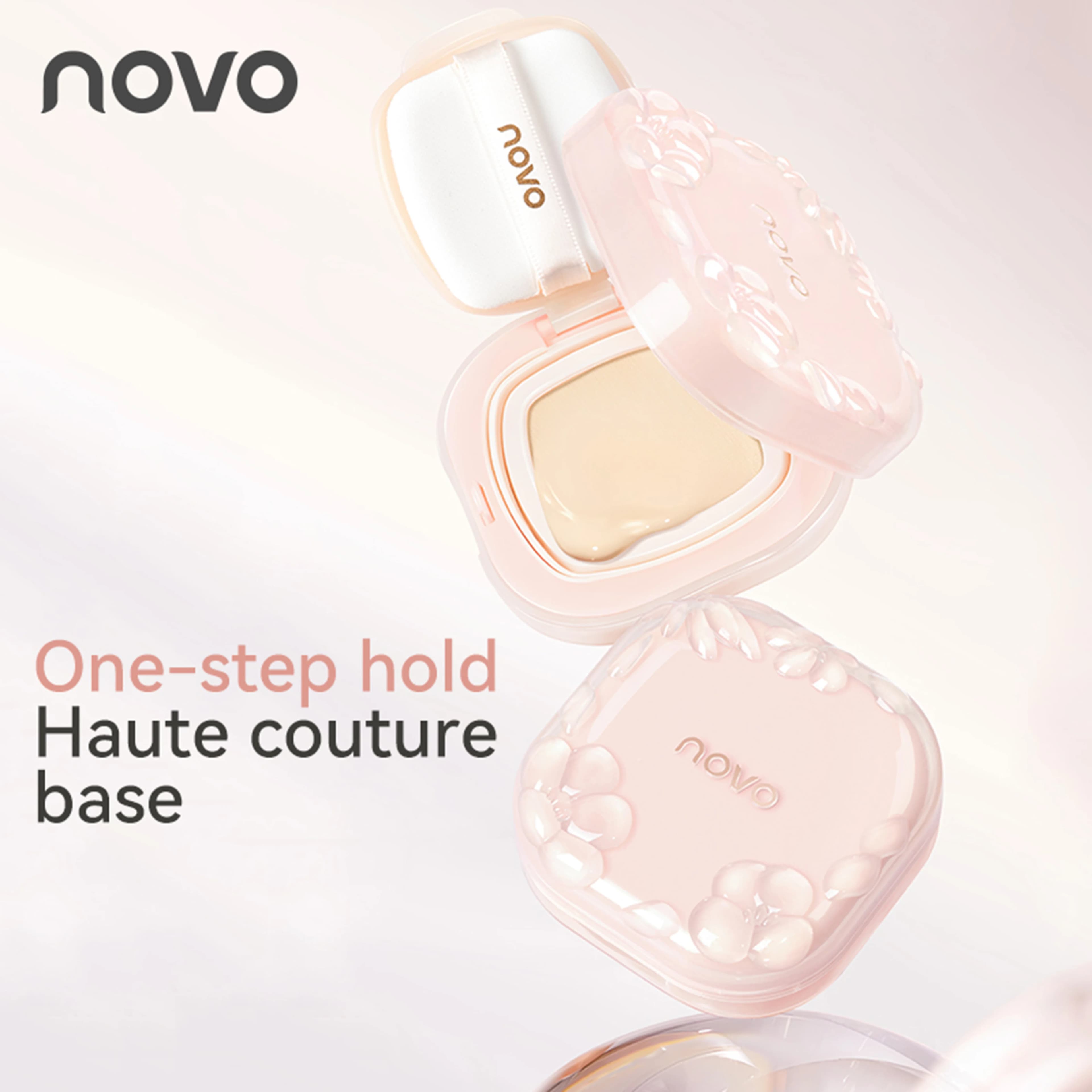 NOVO Fondotinta cushion impermeabile e resistente al sudore, anti-sbavature, a lunga tenuta, effetto coprente.