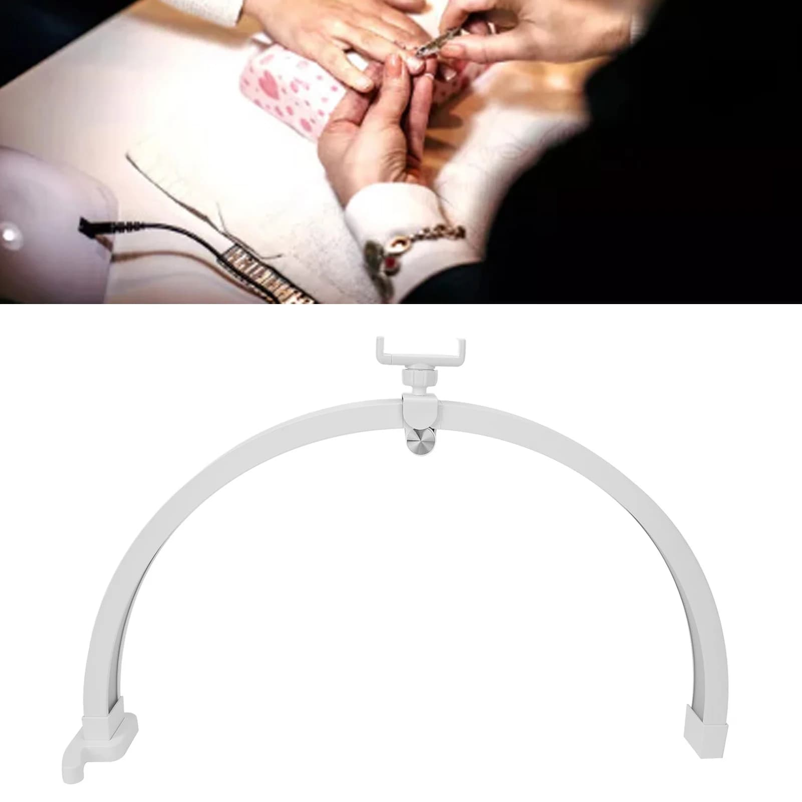 Lampada da scrivania per unghie a mezzaluna da 22 pollici 3200‐5600K con clip per telefono Touch Control Lampada da bellezza pieghevole per scrivania per tatuaggi per manicure