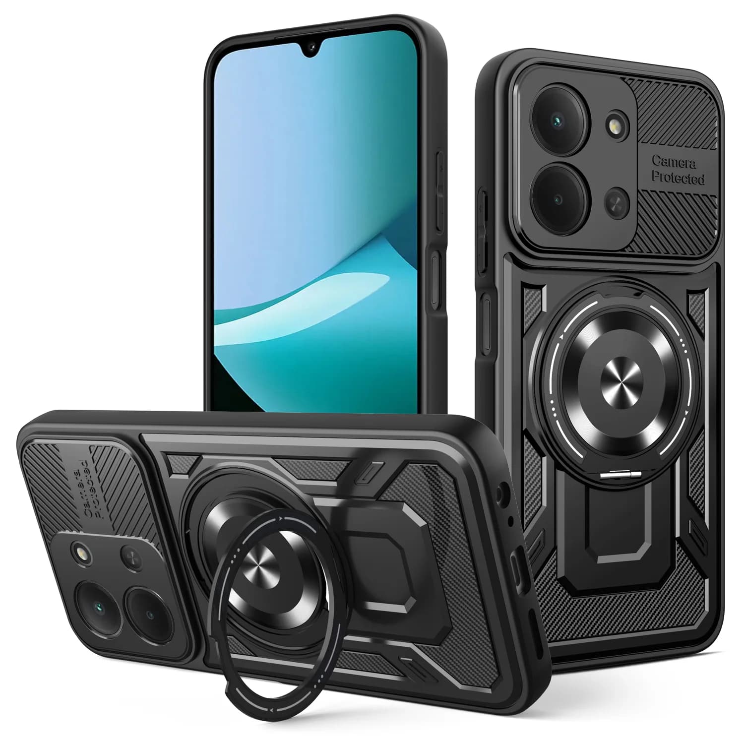 For Xiaomi Redmi 15C Case Redmi 15C 4G 5G Phone Cover Magnetic Armor Shockproof Ring Holder Case Magsafe Wireless Charge Cover