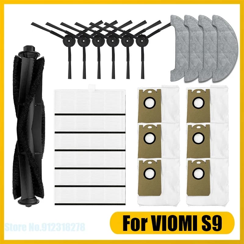 Spazzola laterale principale Filtro Hepa Sacchetto per la polvere Mop Panno Straccio Pezzi di ricambio di ricambio per Xiaomi Viomi S9 Robot Aspirapolvere Accessori