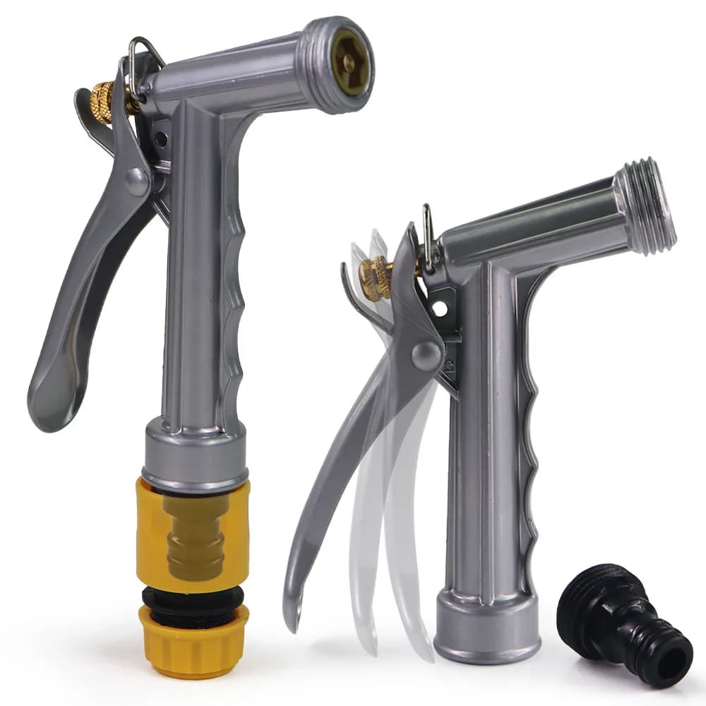 Pistola ad acqua ad alta pressione in metallo da 3/4" Spruzzatura multi-angolo per lavaggio auto Tubo di irrigazione per irrigazione da giardino Irrigatore a connessione rapida
