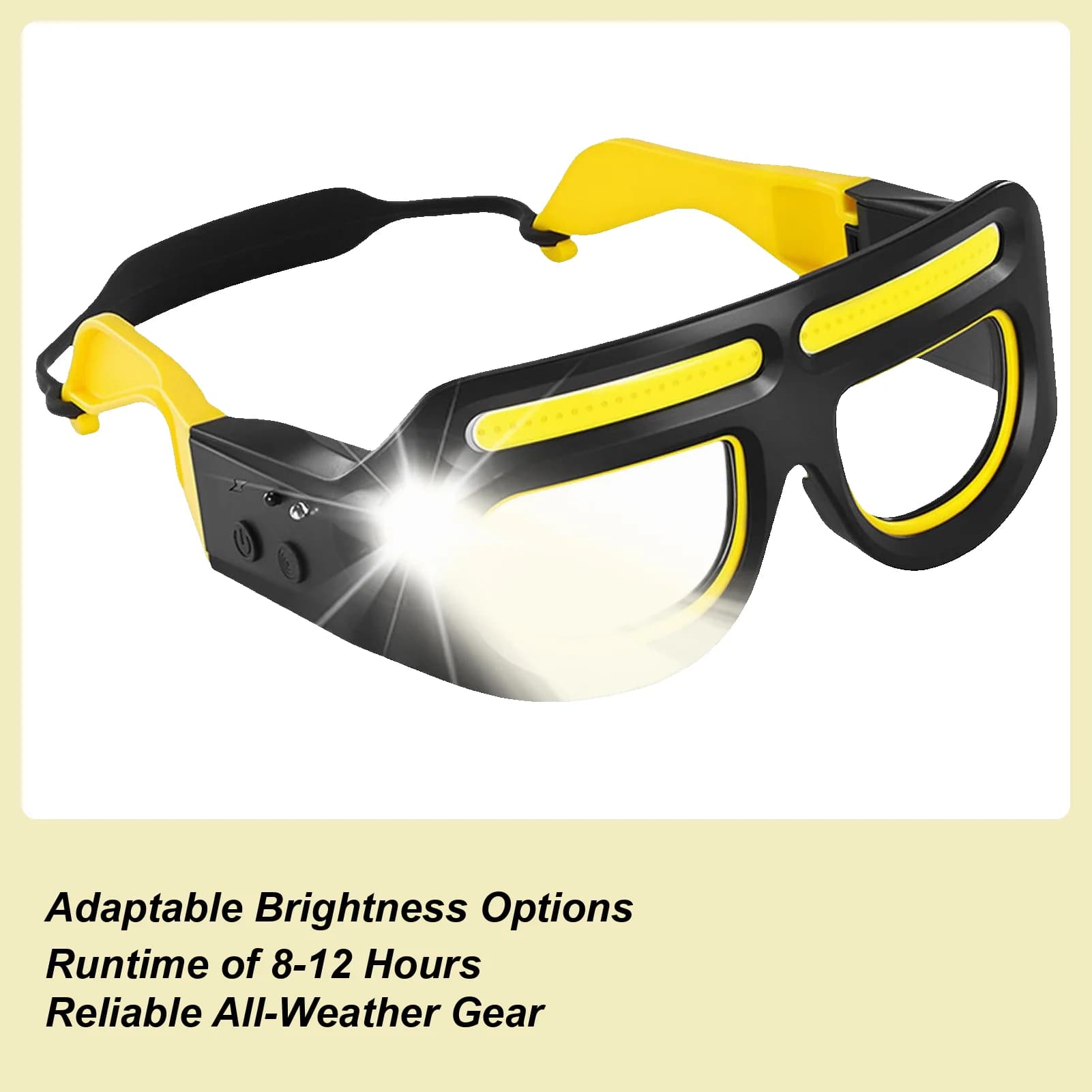 Glasses with Lights 5-Modes Waterproof Rechargeable Eyewear Motion Sensor & Touch Control LED Headlight Glasses for Running