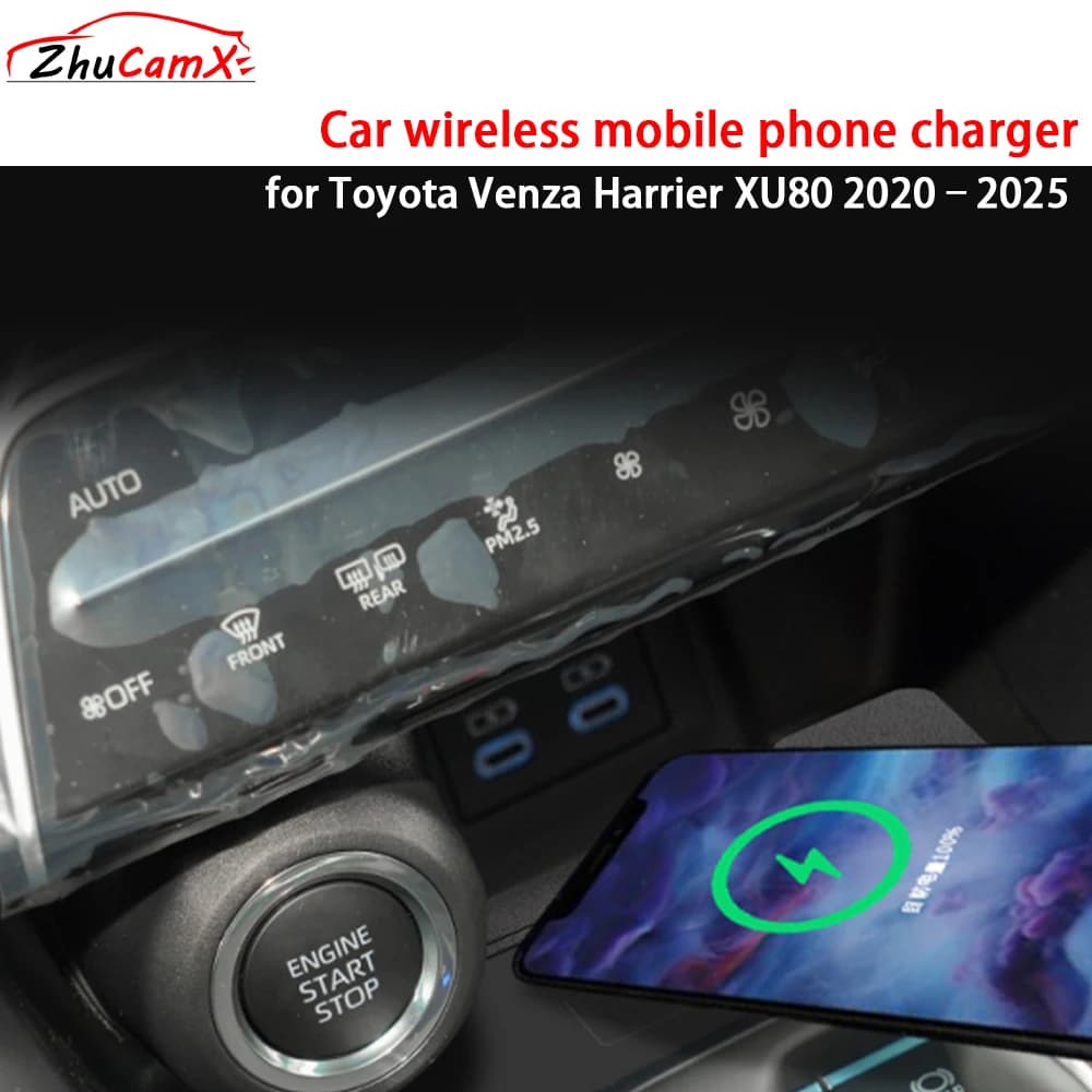 Per Toyota Venza Harrier XU80 2020-2025 Console centrale di archiviazione Caricatore per telefono cellulare wireless Pannello di ricarica rapida per iPhone QI 18W