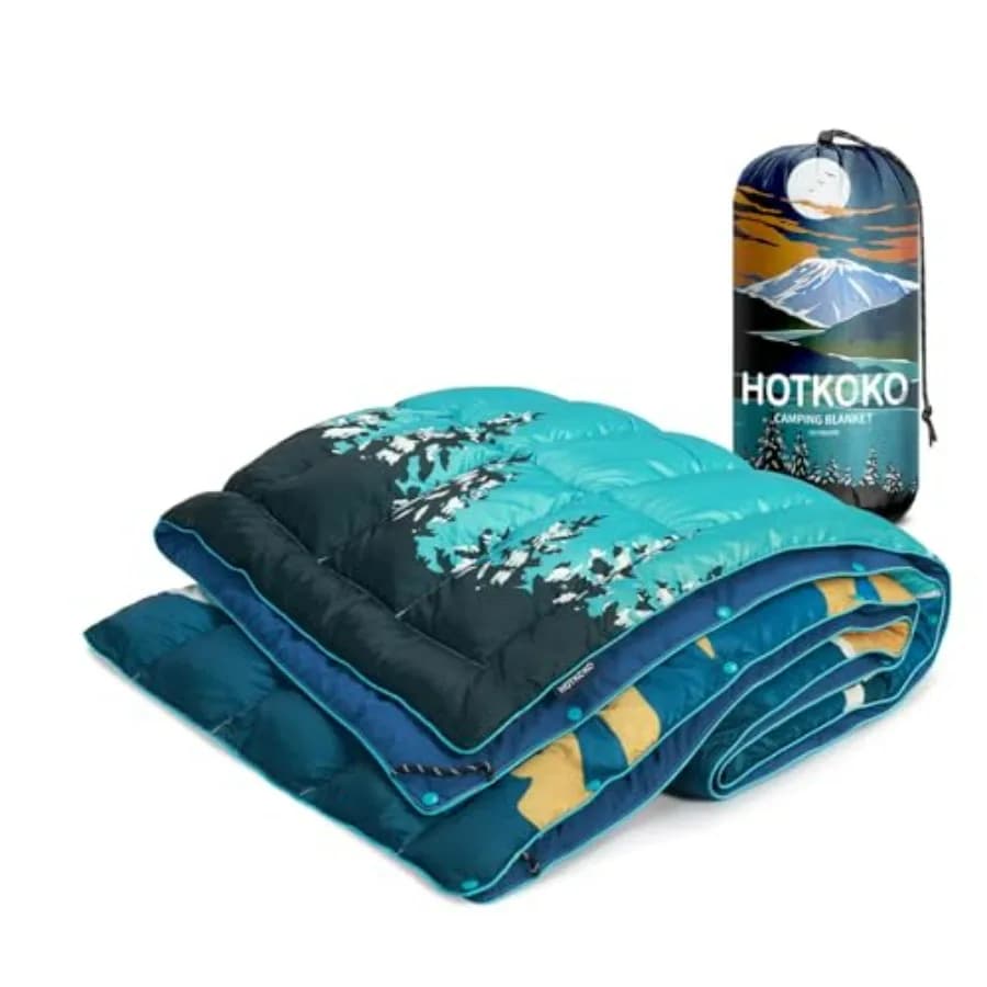 Coperta da Campeggio in Piumino per Viaggi all'Aperto, Escursionismo, Uso in Stadio: Calda, Soffice, Leggera, 700 Fill Power, Resistente all'Acqua, Blu Navy B
