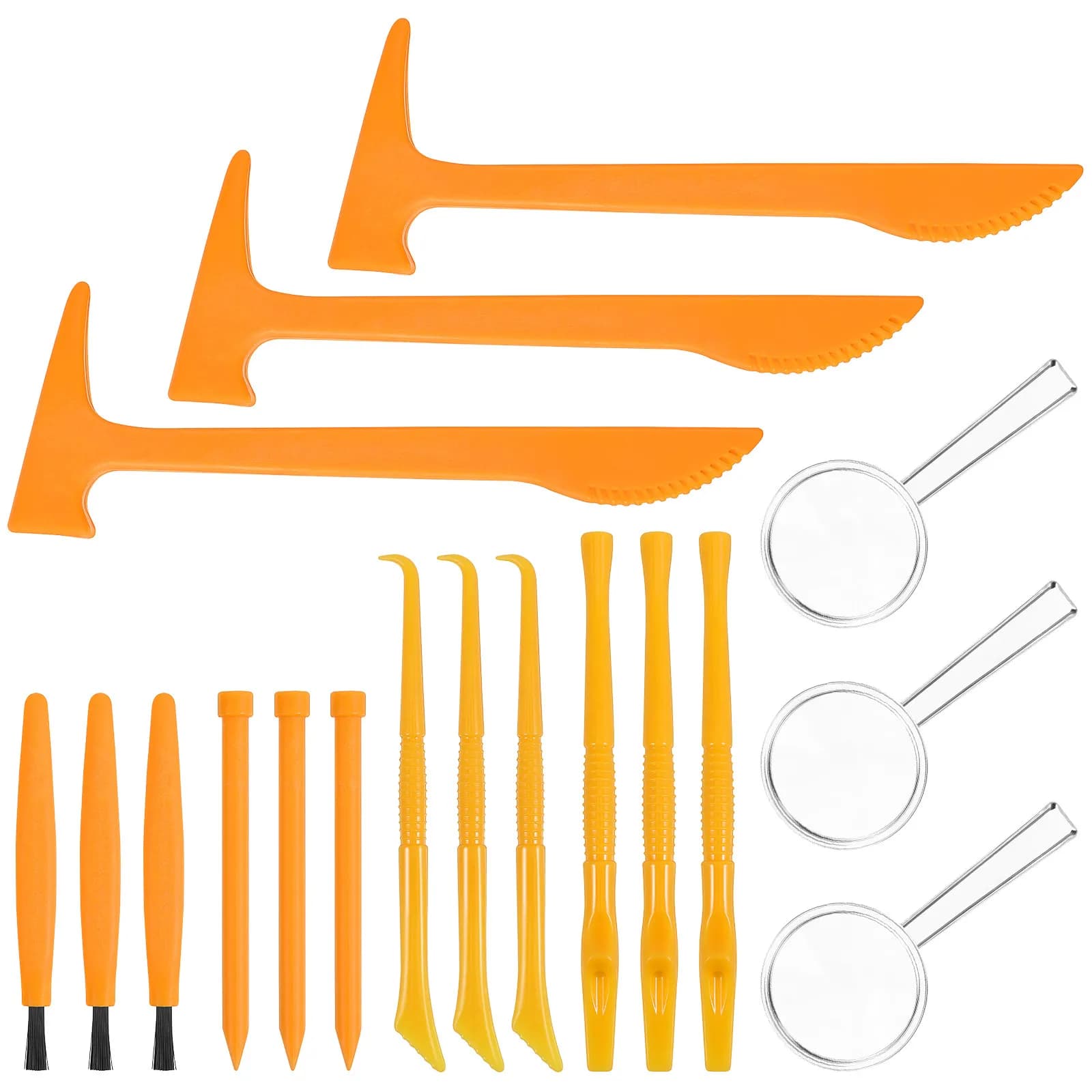 3Sets Excavation Tool Kit Kids Plastic Hammer Chisel Brush Scraper Dig Kit for Hands-on Learning Stem Education