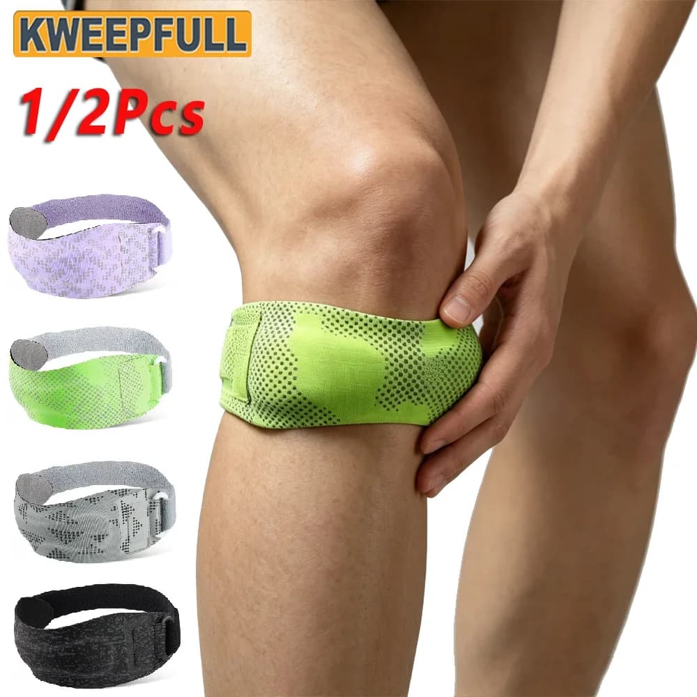 1/2PCS Patellar Tendon Support Knee Strap,Reflective Silicone Patella Brace for Jumper Knee,Sports Knee Band for Running Workout