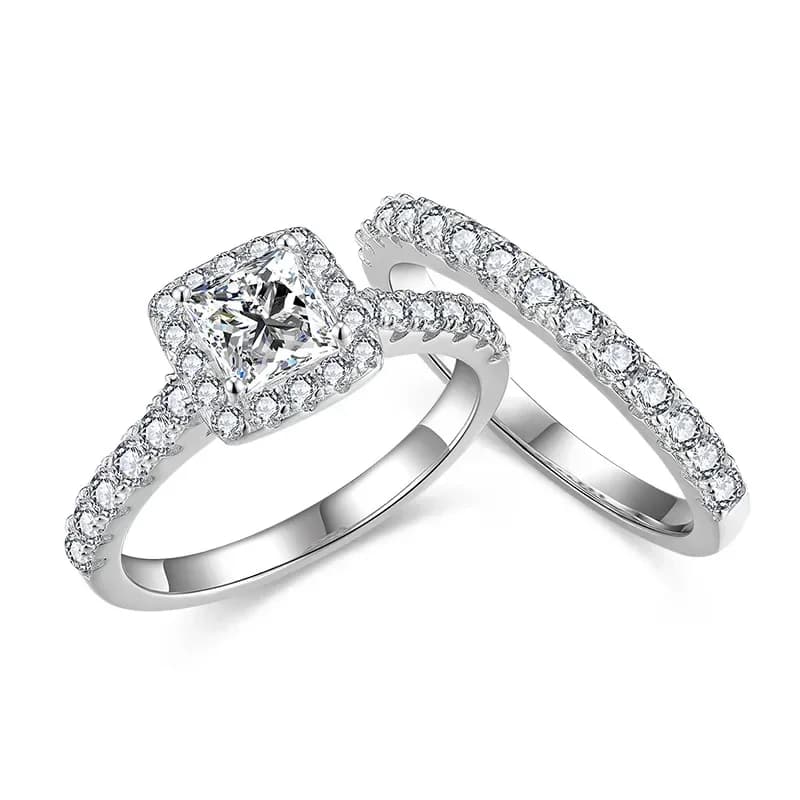 LinkerLove 0.8ct Princess Cut Moissanite Engagement Ring S925 Silver for Women Stackable Diamond Wedding Band Party Fine Jewelry