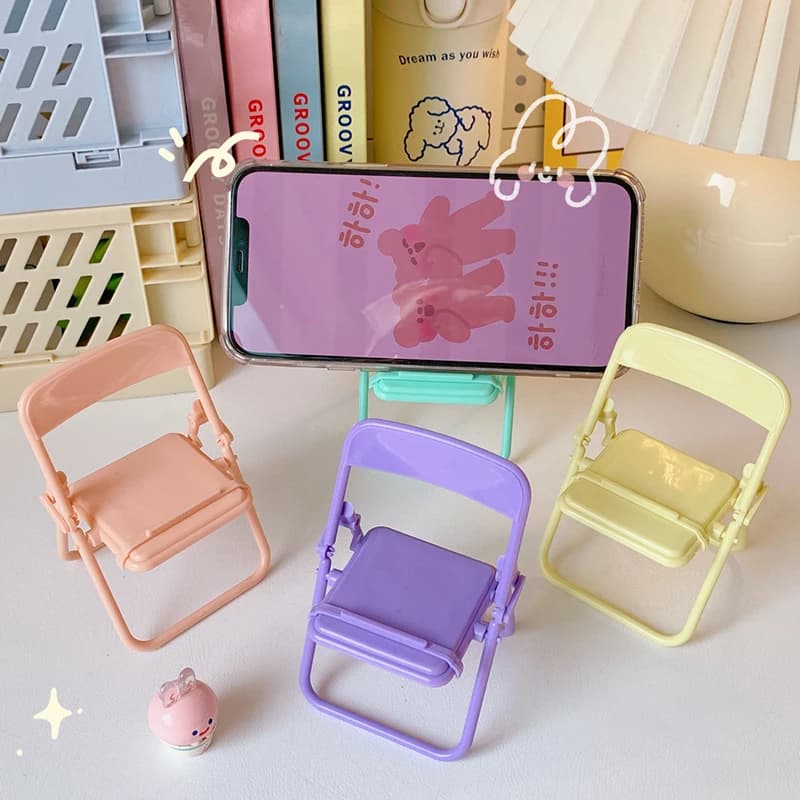 Mini Cell Phone Holder Stand Universal Chair Desktop Mobile Phone Tablet Holder Folding Convenient Lovely Cute Phone Accessories