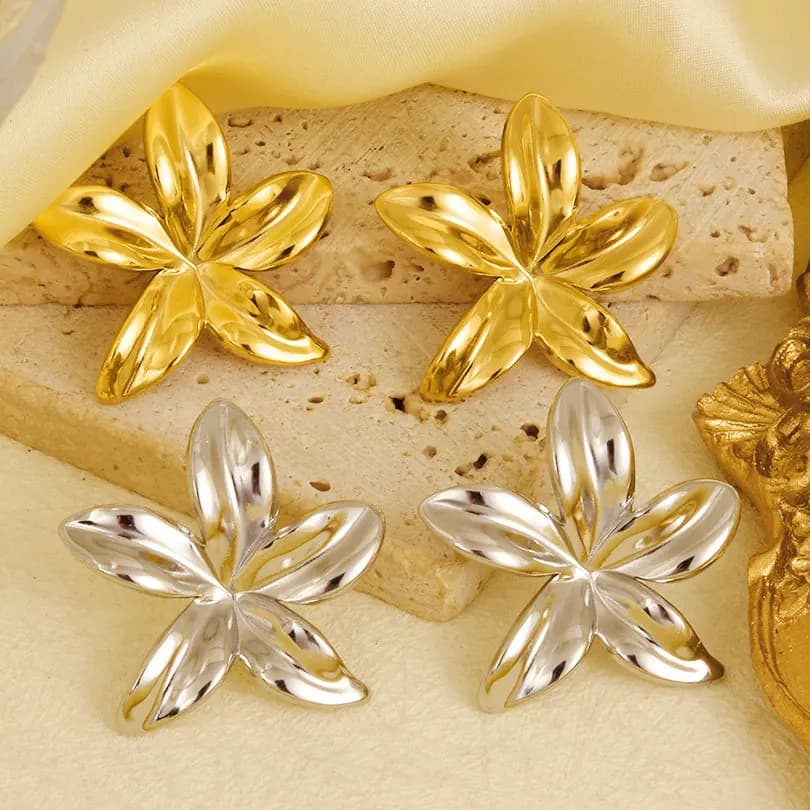 Metal Flower Ear Studs Sunflower Plant Jewelry Piercing Stainless Steel Earrings For Women Accessories Waterproof Girl Supplies