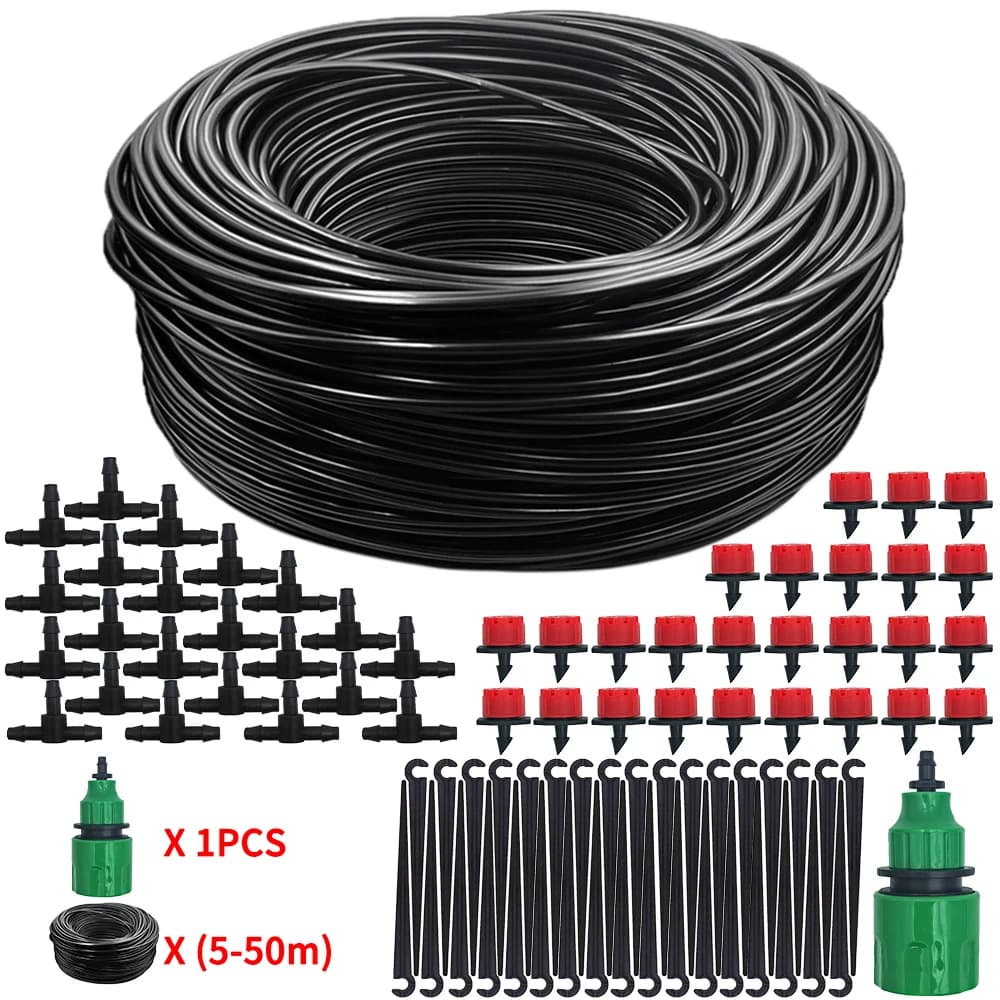 5-50m FAI FROM TE 4/7mm PVC Garden Irrigation Pipe Micro Irrigation Pipe Irrigation Kit Drop With Adjustable Sprinkler Punching Tool