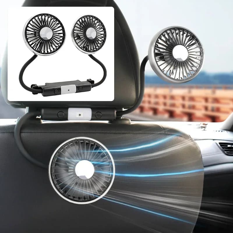 Auto NUOVA Ventola con clip a doppia testa con luce a LED Girevole a 360 gradi Ventola di raffreddamento per auto Ventole di raffreddamento a basso rumore Apparecchi elettrici per auto