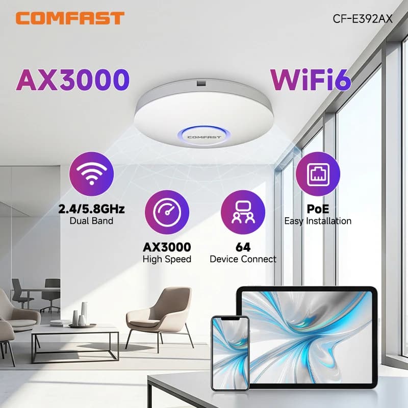 COMFAST WiFi6 AX3000 Ceiling AP Wireless AP Router 2.4G/5.8Ghz Dual Band POE Extender Repeater Gigabit Signal Booster for Home N