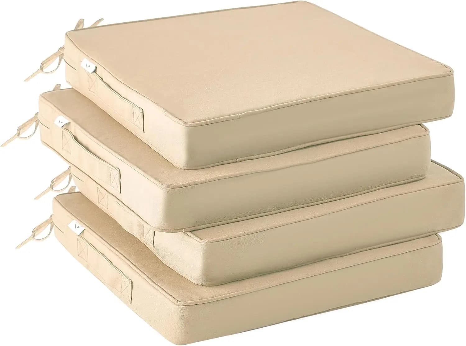Set of 4 Waterproof Bearings for Outdoor Chairs, 19x19x3 Inches with Handle and Laces, Beige Bearings for Patio Seats
