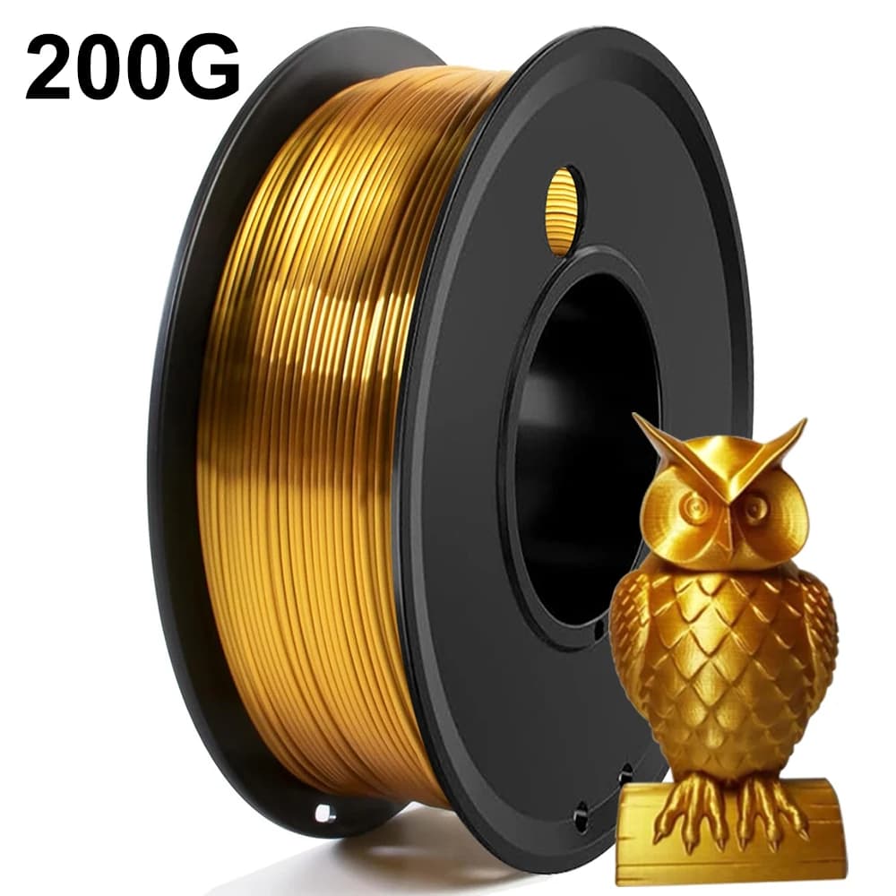 PLA Silk Gold 200g for 3D Printer, 1.75mm, PLA Material Gold Silk, 0.2Kg Filament, Vacuum Packing