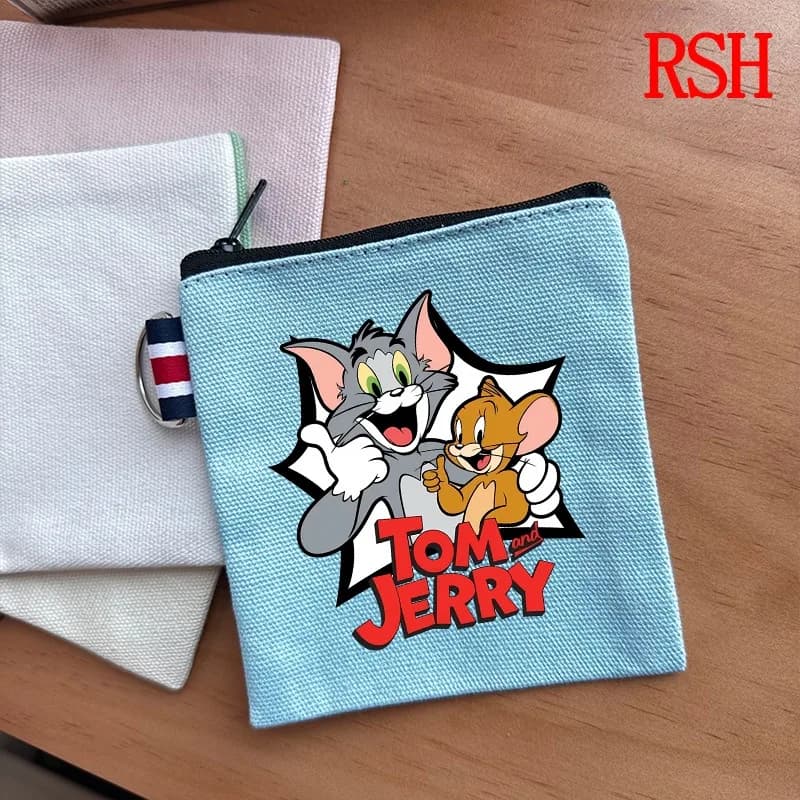 Tom and Jerry Coin Pouch Cartoon Anime Pattern Mini Wallet Women Men Outdoor Portable Purses Boys Girls Cute Purse Party Gifts