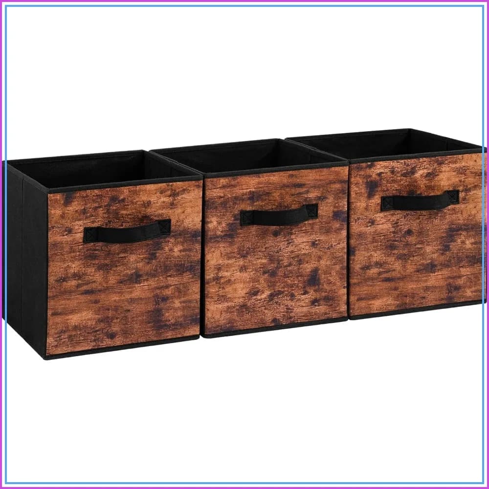 Foldable Storage Cubes 3 Pack with Handle, 11 Inch Storage Bins for Shelves, Closet Organizer