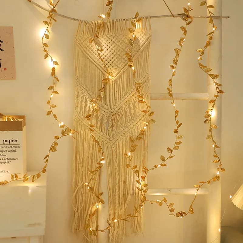 Luci a Filo LED Dorate Artificiali da 2M con 20 LED, Alimentate a Batteria, per Matrimoni, Feste, Decorazioni Natalizie Fai-da-Te
