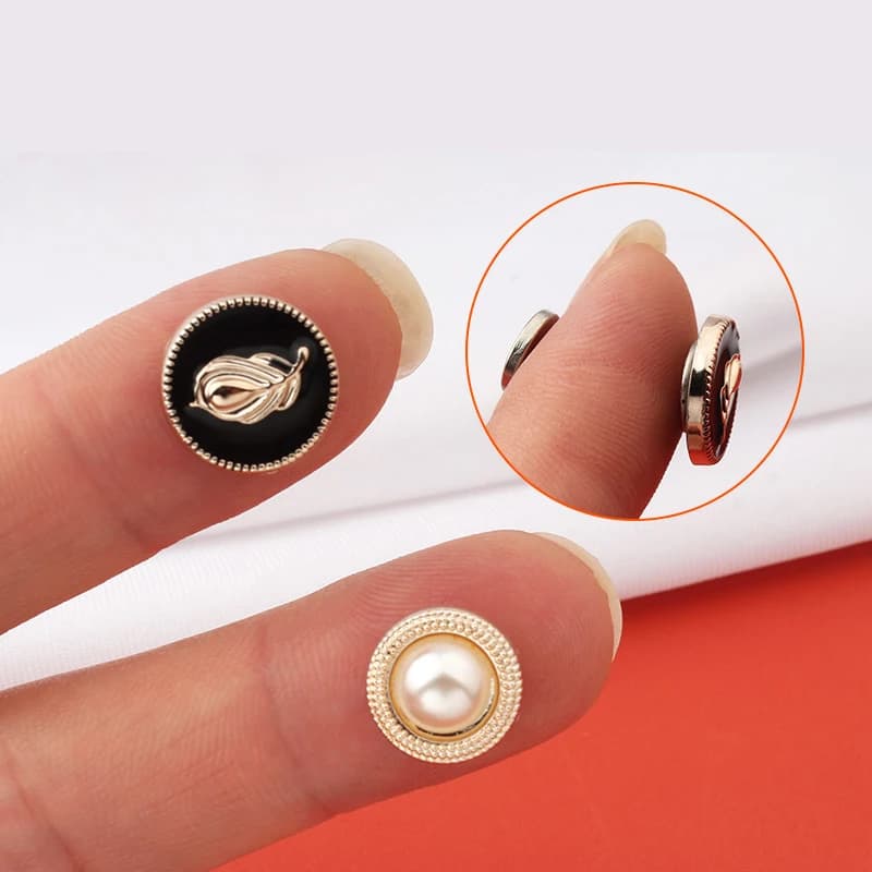 Magnete Fibbia invisibile Camicia staccabile Regolazione Bottoni a pressione con perle Spilla senza chiodi Colletto per vestiti Set di bottoni decorativi