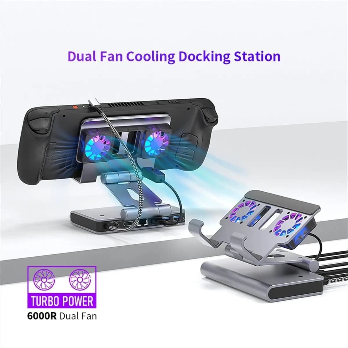 Goodidea Docking Station 6-in-1 per Steam Deck/Rog Ally X/Legion Go/Msi Claw, Supporto Regolabile con HDMI 4K