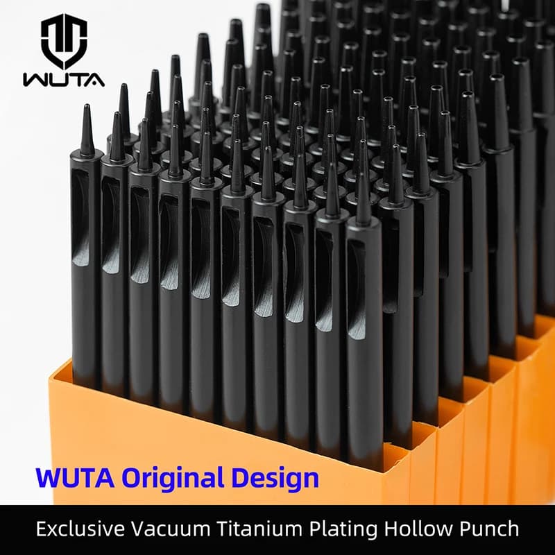 WUTA 1-10 pezzi placcatura titanio pelle perforatrice rotonda punzonatura strumenti set perforatrice cava fai da te strumenti artigianali in pelle strumenti in pelle