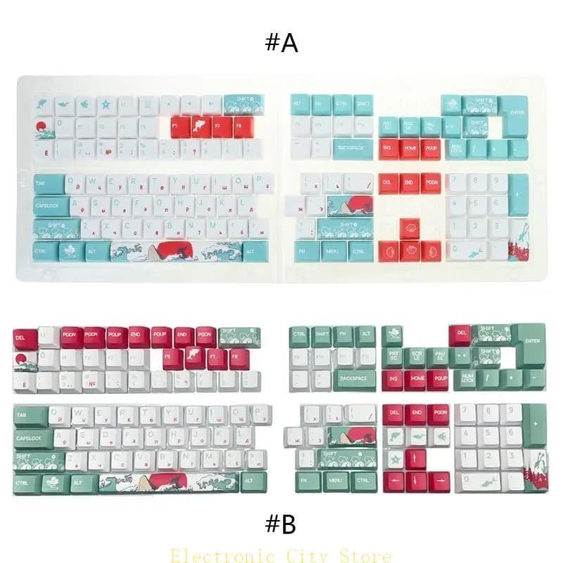 KeyCaps russo KeyCaps tema del mare Coral Set, XDA/OEM PBT Dye Sublimation per 61/64/68/75/87/98/104 Tastiera meccanica HU8D