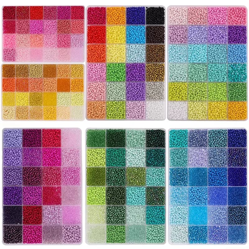 Circa 5200 Pezzi Scatola con 24 Scomparti per Perline di Riso, Materiali per Gioielli Fai-da-Te, Bracciali, Orecchini, Accessori Kandi