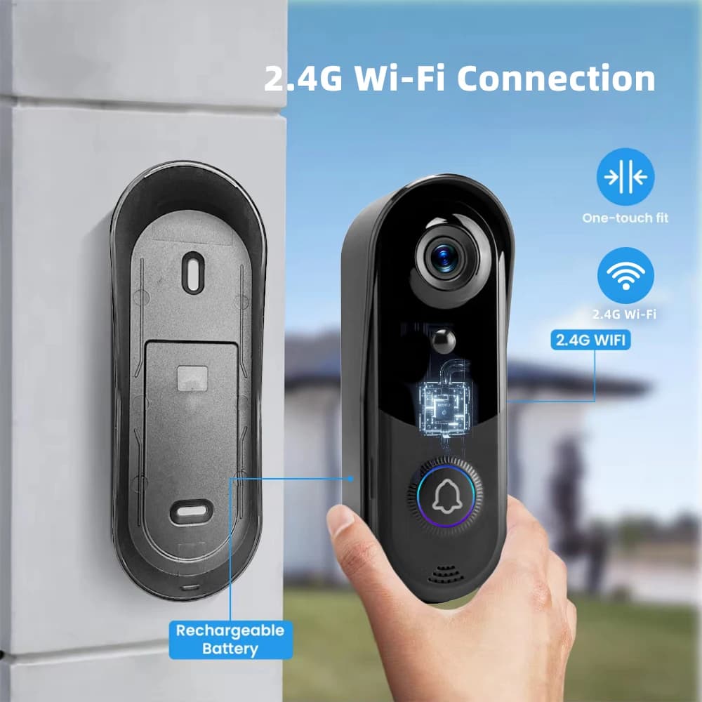 1080P 2.4Ghz WiFi Wireless 5000mAh Battery Smart Video Audio Doorbell IP65 Outdoor PIR Door Bell Camera Bell FREE Cloud Storage