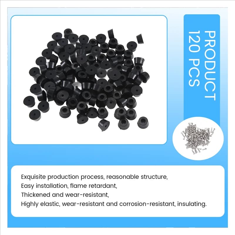 A51M-120 pieces rubber feet for soft cutting with stainless steel screws 0.28 x 0.59 for furniture, electronics and household appliances