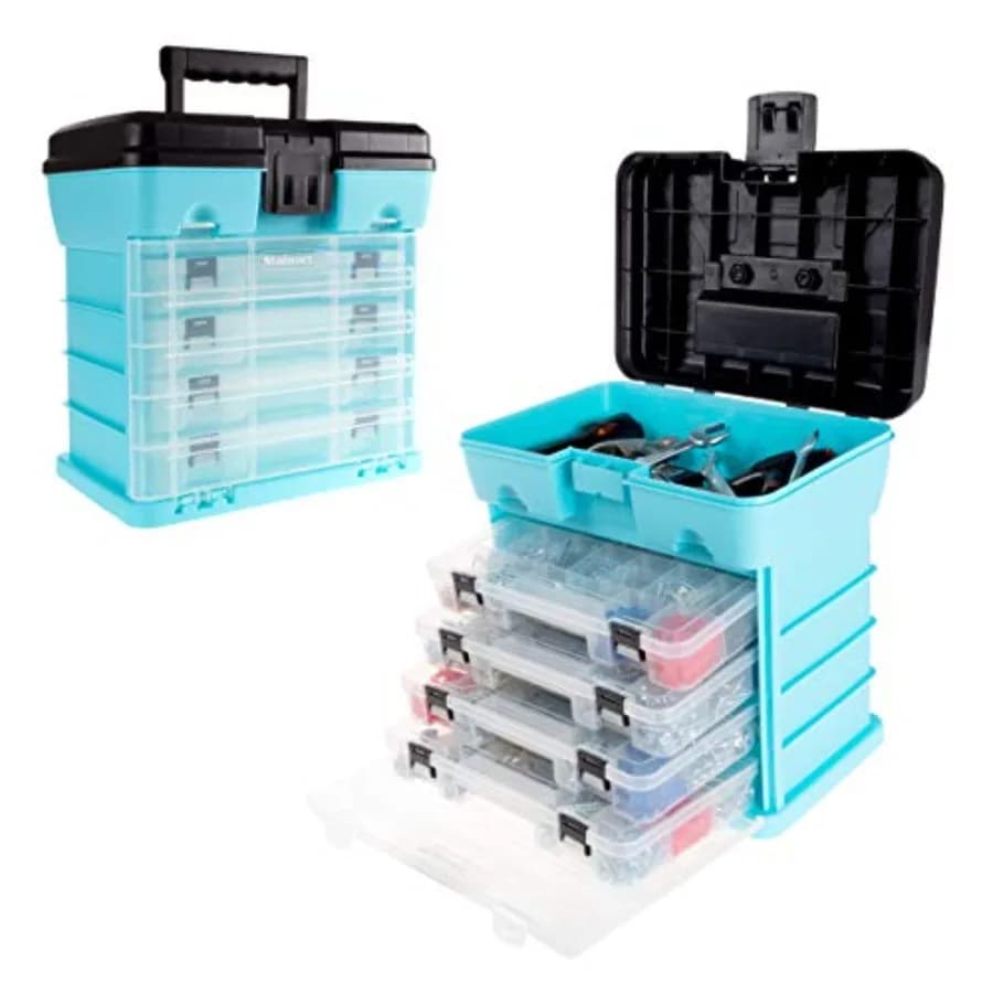 Cassetta degli Attrezzi Portatile - Organizzatore per Piccoli Oggetti con Cassetti e Scomparti Personalizzabili per Ferramenta, Perline o Artigianato di Lig
