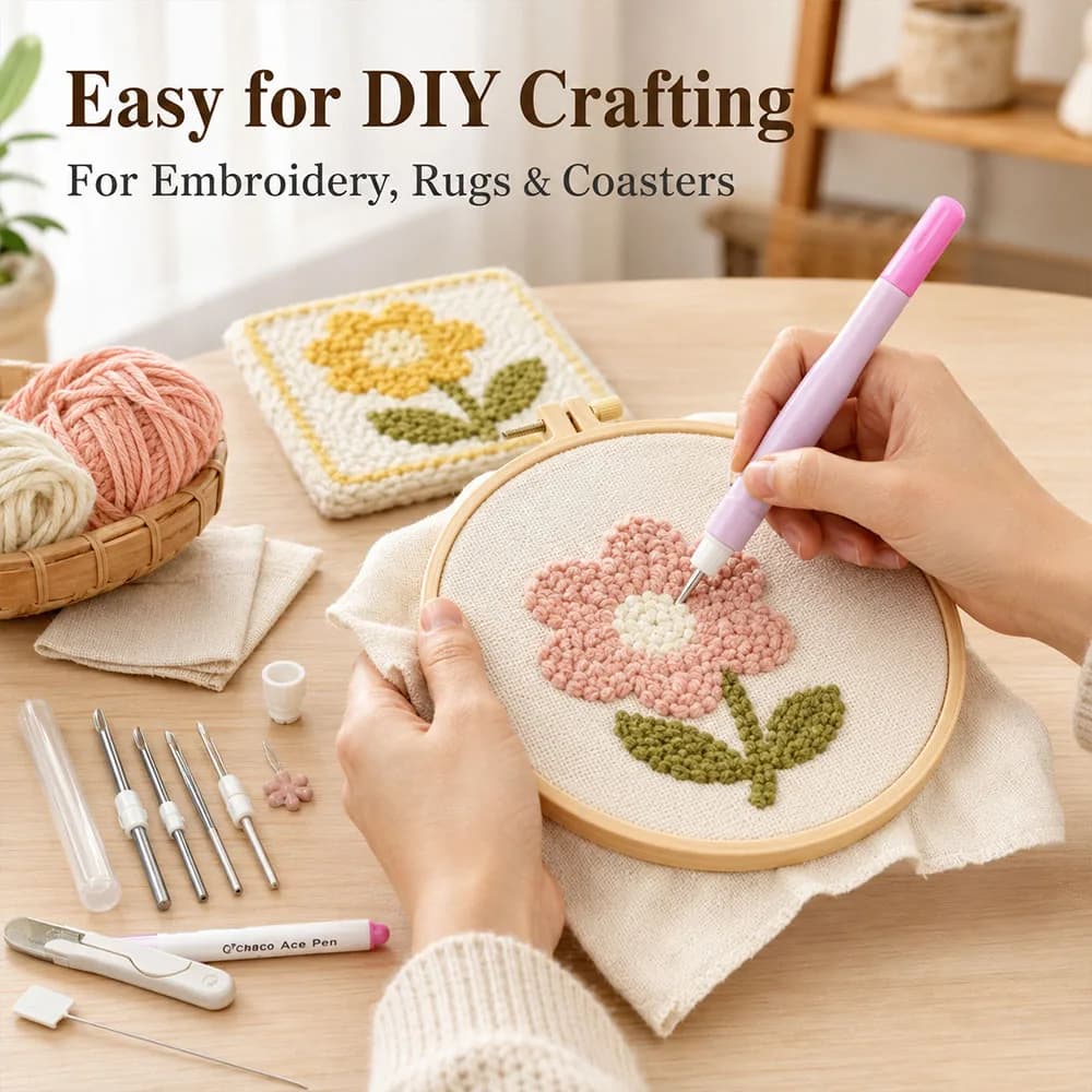 Embroidery Kit Punch Needle Stitching Tool Embroidery Needle Pen Weaving Tool Knitting Sewing Tools For DIY Carpet Insole