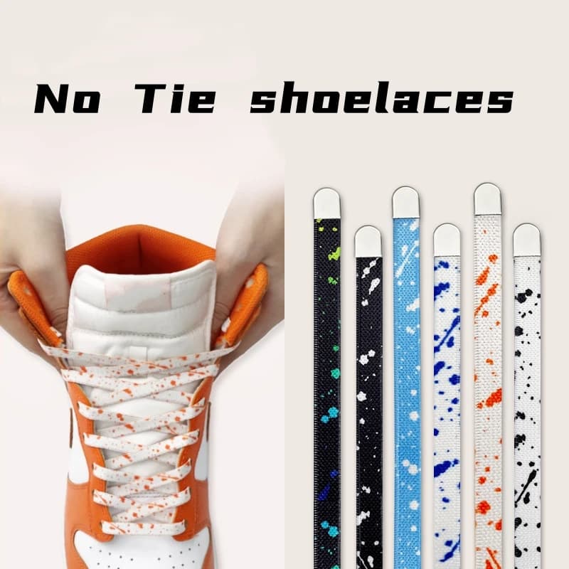 Splash Ink Trend No Tie Flat escursionismo scarpe da corsa lacci elastici in pizzo scarpe da ginnastica all'aperto Quick Flat Shoelace Kid Adult Lazy Lace
