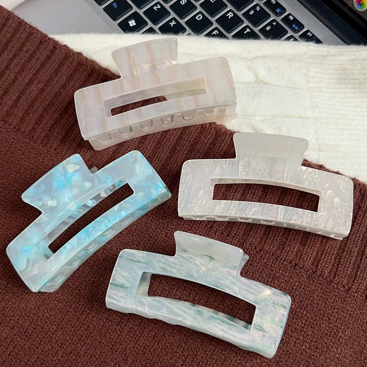 10CM Large Size Print Hair Claw Clips For Women Geometric Shark Clip Versatile Minimalist Hair Clip Girls Hair Accessories