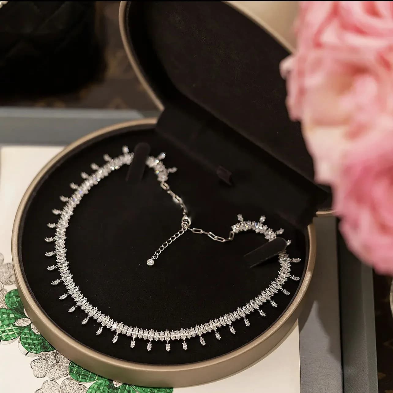 S925 Sterling Silver Necklace Light Luxury Zircon Inlaid Female Streamer Necklace Elegant Delicate Daily Wear Jewelry For Women