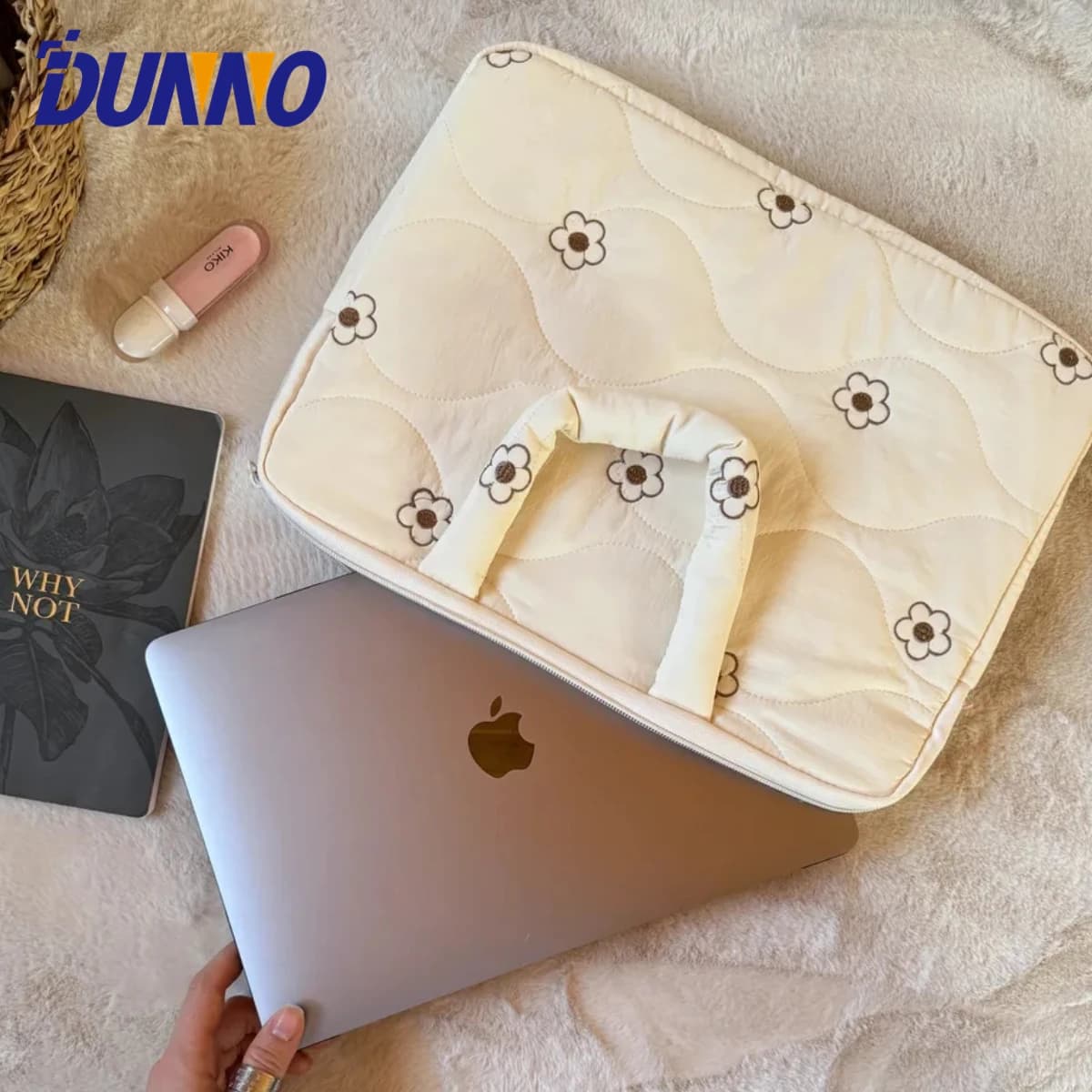 Custodia per laptop trapuntata a forma di fiore da 13 pollici per MacBook HP Asus Acer Lenovo Samsung Accessori per borse da trasporto per tablet morbido