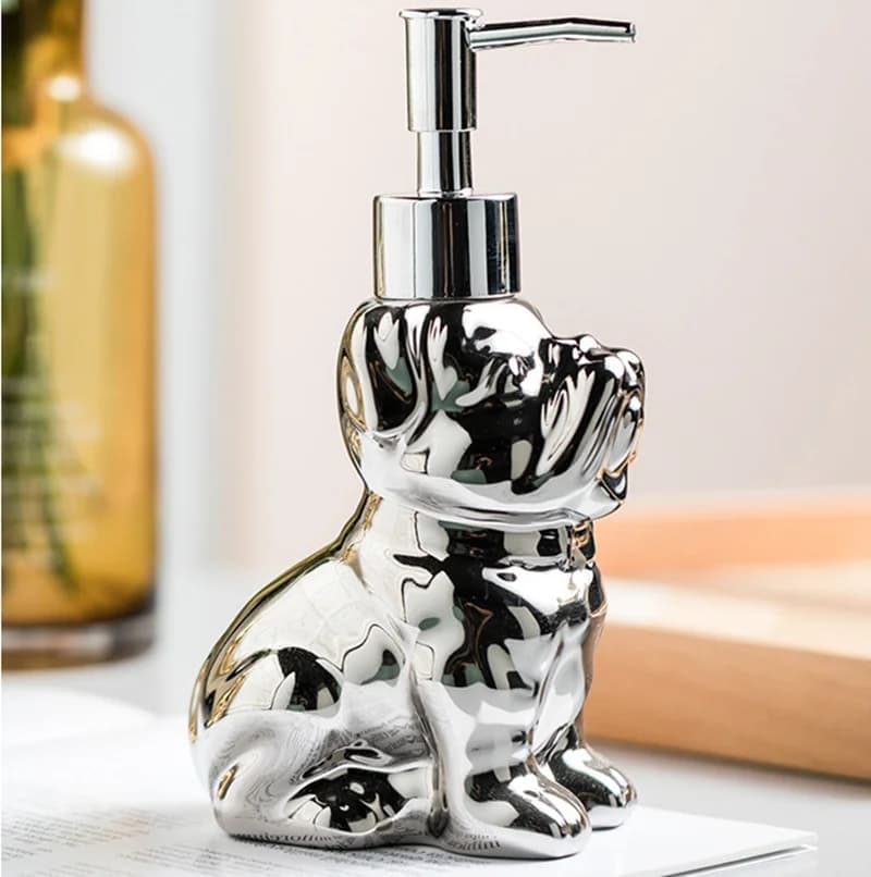 Forniture per il bagno, dispenser di sapone in ceramica per cani placcato in oro, bottiglia di shampoo portatile, bottiglia indipendente per lozioni per hotel domestici
