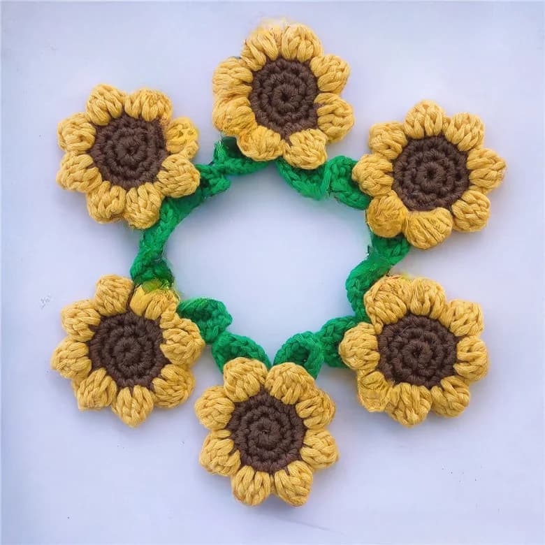 Fatto a mano girasole gancio per maglieria filato fiore tessuto a mano petto fiore abbigliamento borsa portachiavi uncinetto accessori