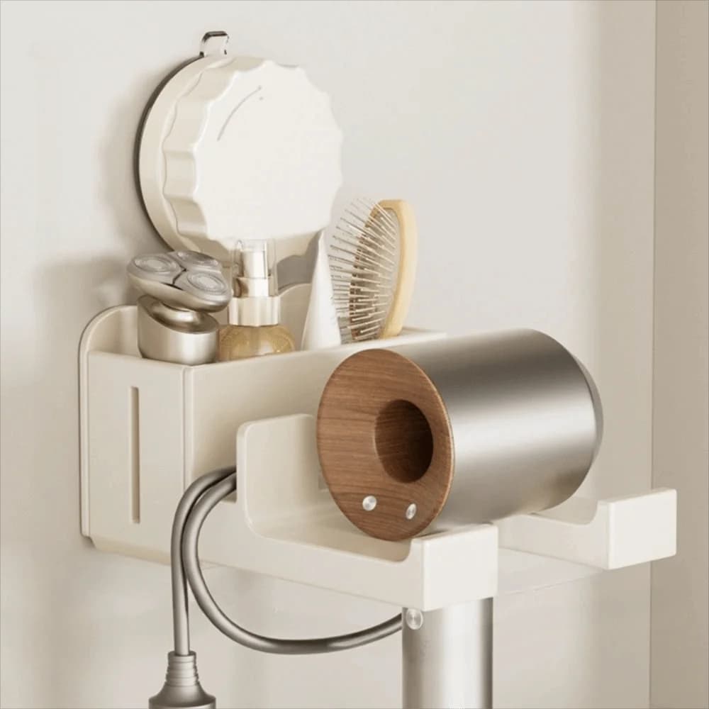 Supporto per Asciugacapelli con Ventosa Potente, Design Rimovibile, Facile Installazione, Antiruggine