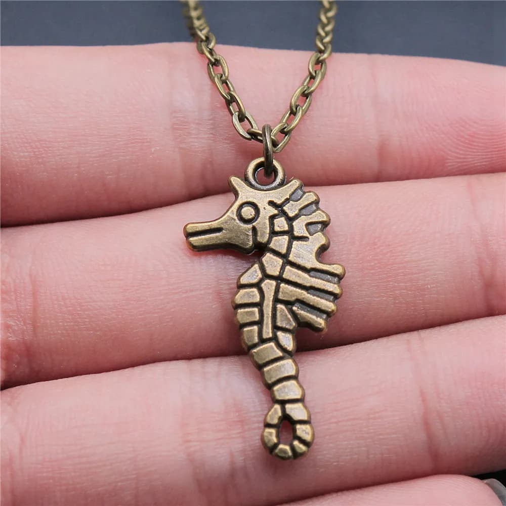 Vintage Marine Animal Pendant Necklace Alloy Mermaid Charm Necklaces Dolphin Jewelry Gift For Women For Jewelry Making