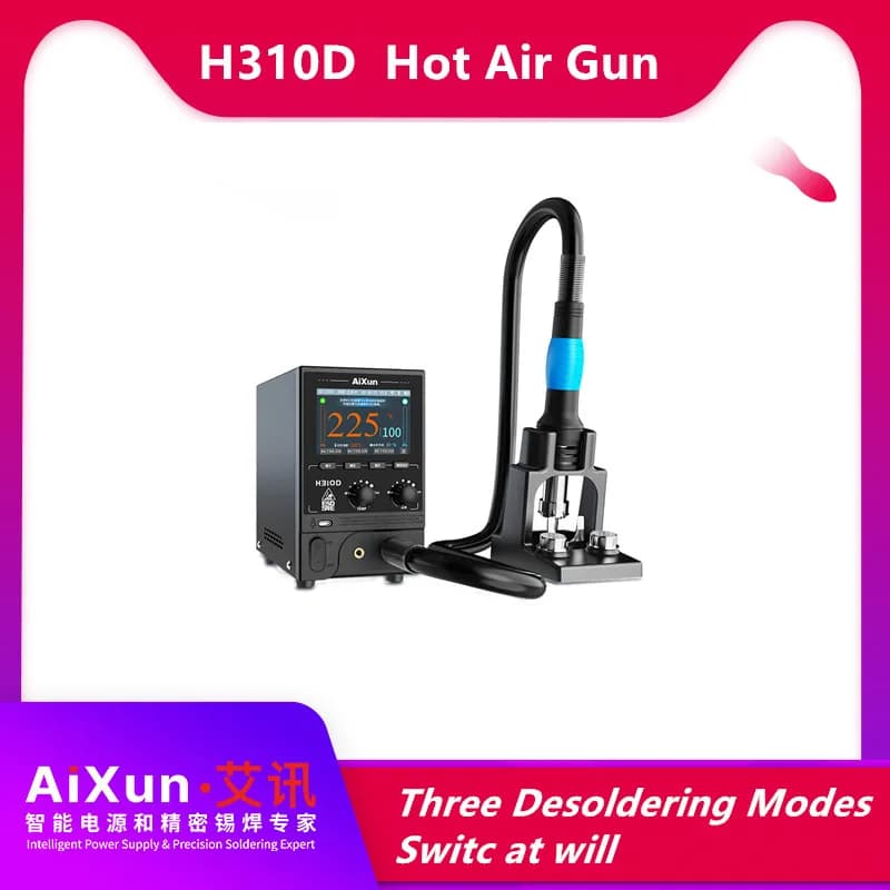 Stazione di rilavorazione BGA AiXun H310D con pistola ad aria calda intelligente da 1000W, display IPS HD da 3,5 pollici per riparazione e saldatura di CPU e NAND.