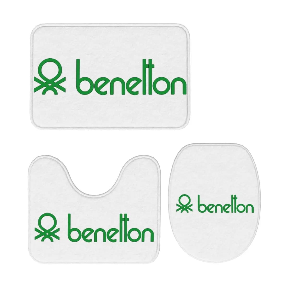 United Colors Of Benetton Tappetino da bagno 3 pezzi Set da bagno Copri coperchio per WC Decorazioni per la casa Tappeto antiscivolo
