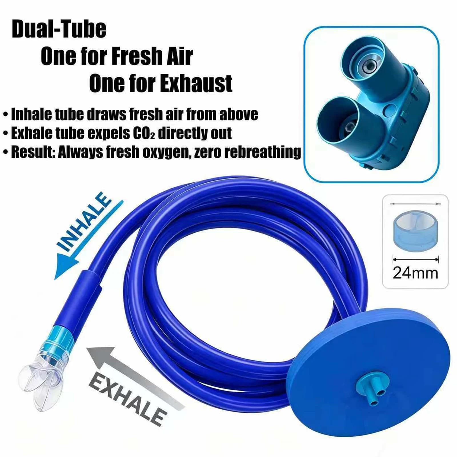 3m Full Dry Swimming Breathing Tube Portable Long Diving Snorkel Breathing Apparatus for Adults Swim Diving Respirator Equipment