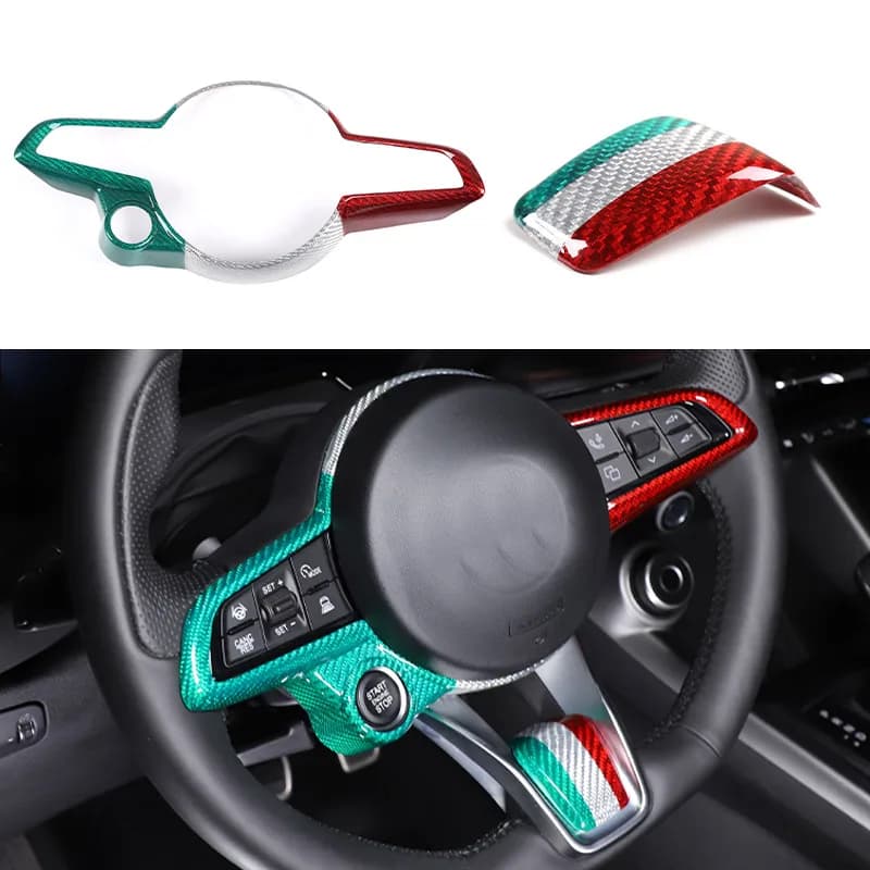 Real Carbon Fiber For Alfa Romeo Giulia/Stelvio 2020 2022 Carwheel V Frame Base Trim Decorating Accessories