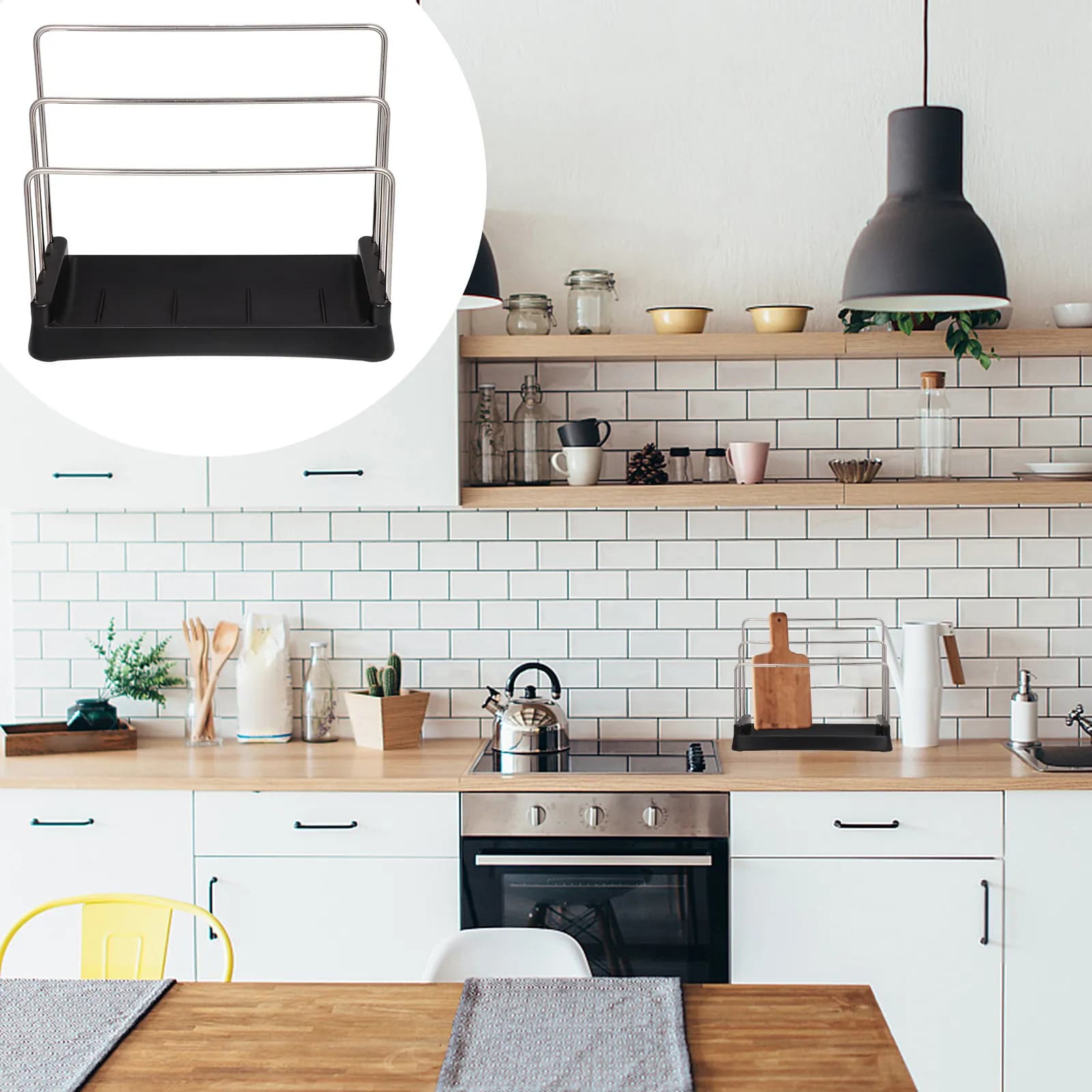 Adjustable Kitchen shelf in Metal and Plastic for Taglieri, Covers, Towels, Design at 3 Bars High/Basso, Space Saving, Modern