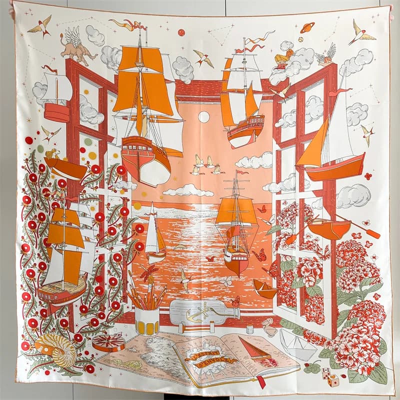 Sciarpa in Seta 14MM 135CM con Bordi Arrotolati a Mano, Sciarpe Grandi, Bandane, Accessori per Capelli e Borsa, Ideale per Estate e Primavera, Regalo